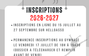 Inscriptions 2026-2027